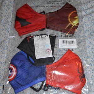 5-Pack Assorted Superhero Washable Reusable Cloth Face Masks (Unisex Kids 3+)